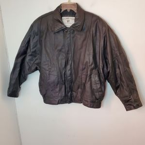Vintage M.L.E. Black Leather Rockabilly Bomber XL